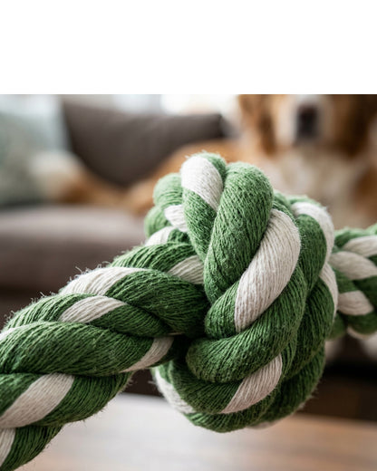 Aerovy Cotton Rope Dog Tug Toy Green 2 Knot