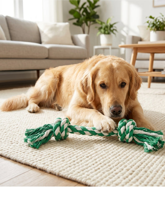 Aerovy Cotton Rope Dog Tug Toy Green 2 Knot