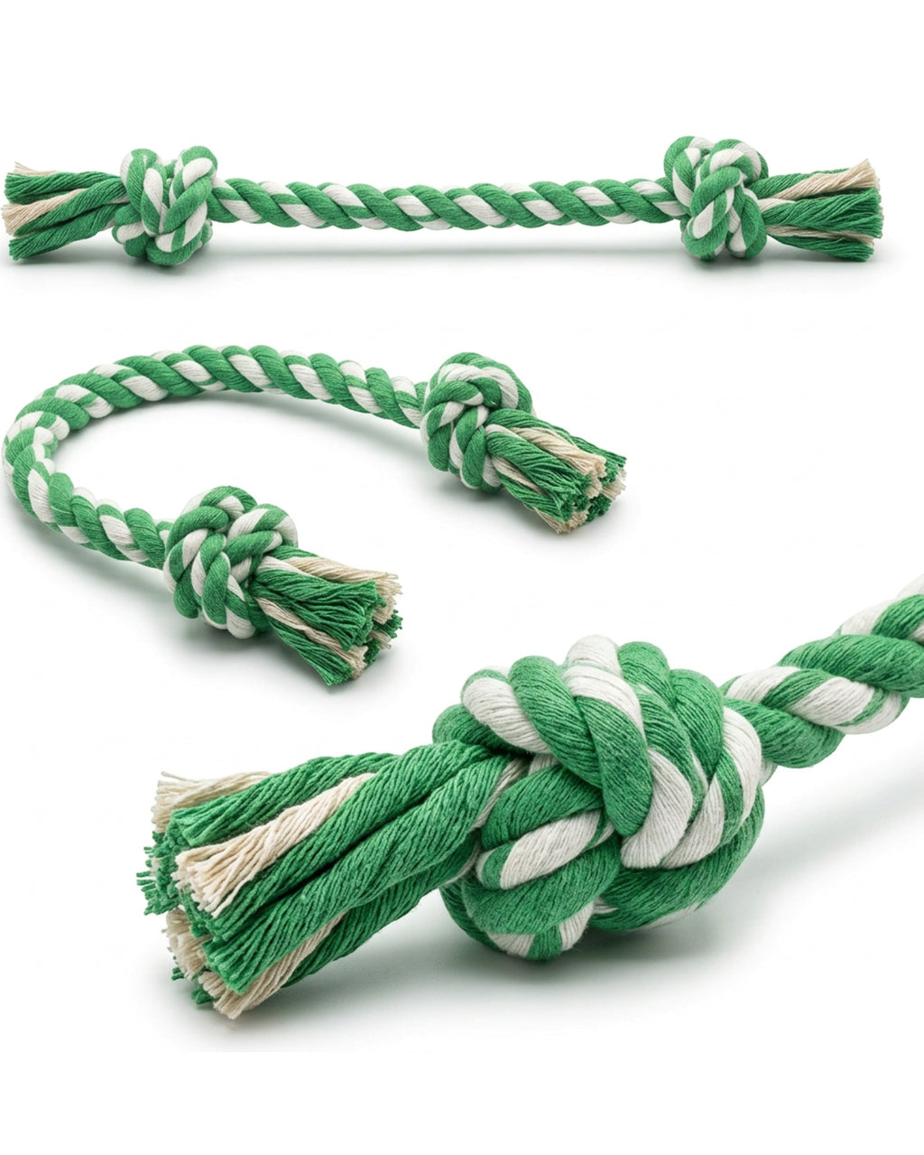 Aerovy Cotton Rope Dog Tug Toy Green 2 Knot