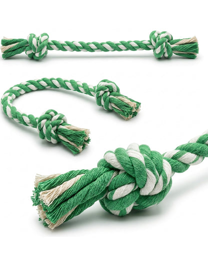 Aerovy Cotton Rope Dog Tug Toy Green 2 Knot