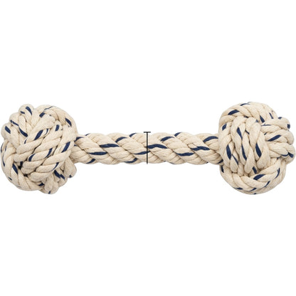 Aerovy Knotarc Braided Cotton Rope Dumbbell Dog Toy 14 in Navy Cream - Product view