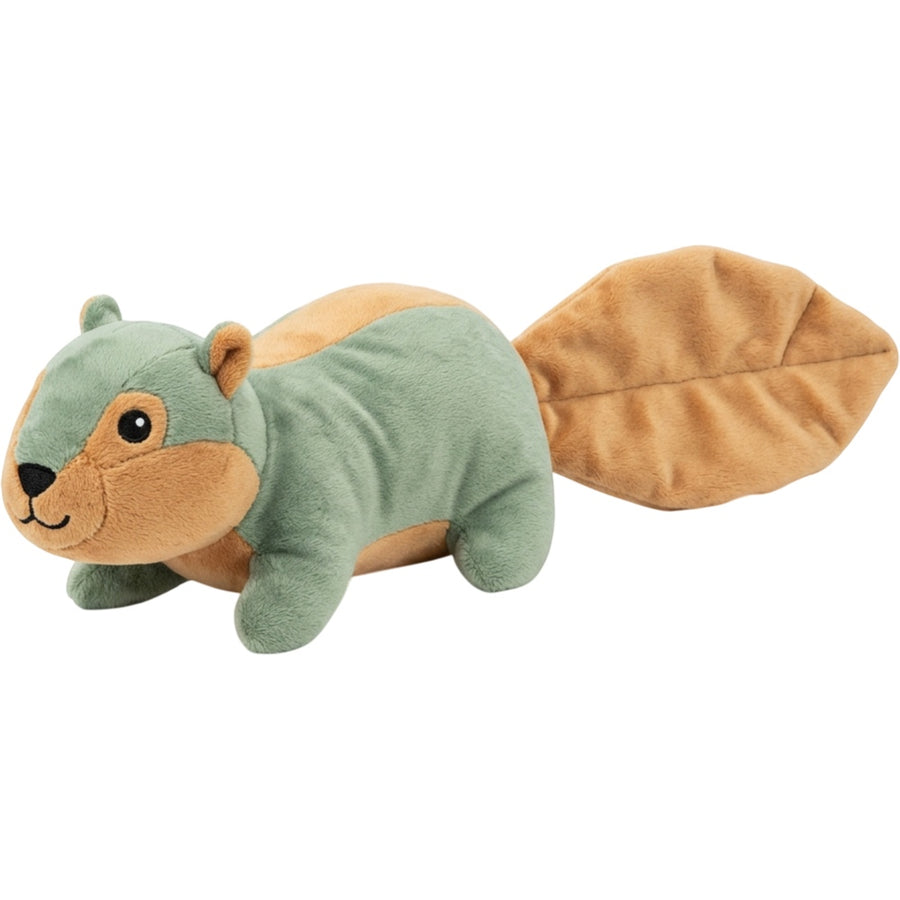 Aerovy Leafwhistle Plush Squirrel Crinkle Dog Toy 12 in Sage Tan