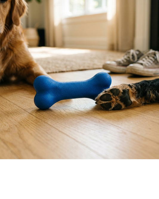 Aerovy Rubber Dog Chew Toy Blue Bone Medium