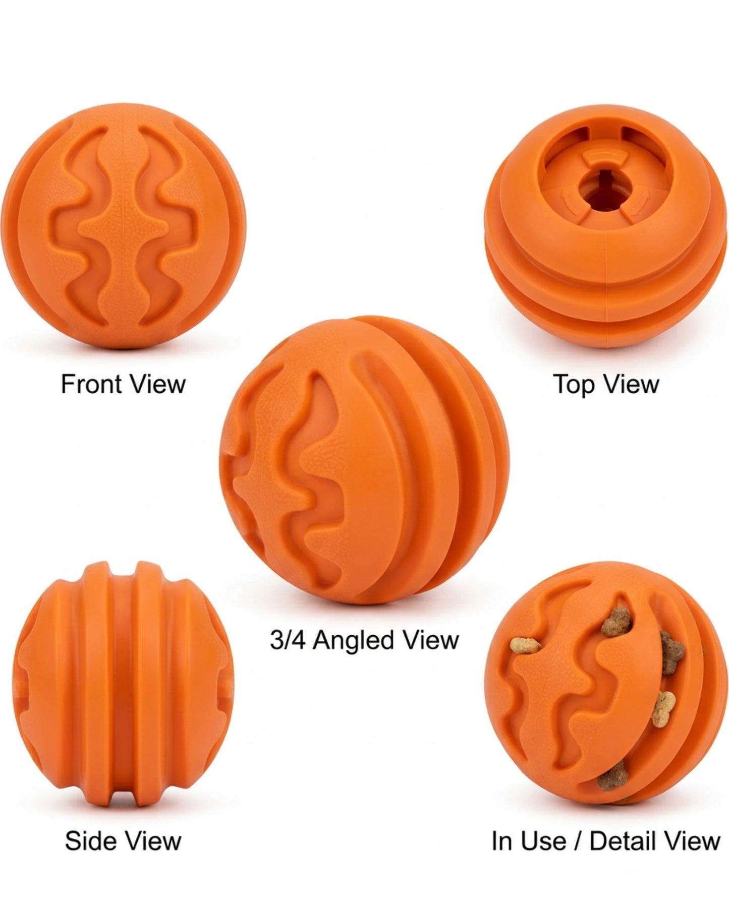 Aerovy Treat Puzzle Dog Toy Orange Ball 3 in